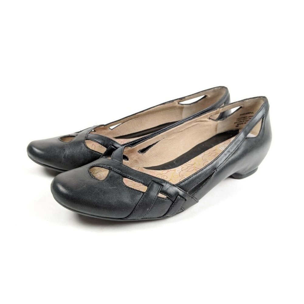 Kenneth Cole Reaction Barderful Black Leather Low Heeled Skimmer, Women's US 8 M